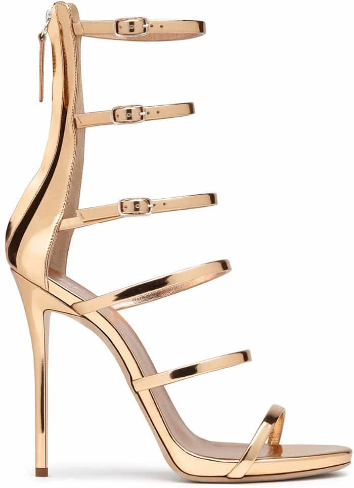 Giuseppe Zanotti Margaret Mirrored Rose Gold Leather Sandal