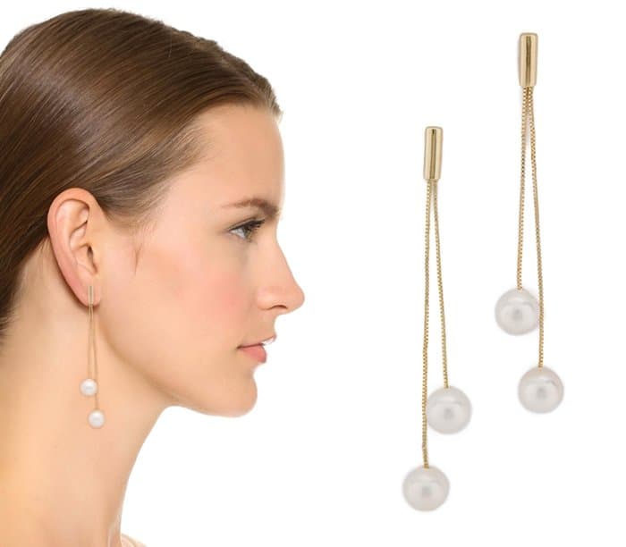 Kenneth Jay Lane Imitation Pearl Dangling Earrings