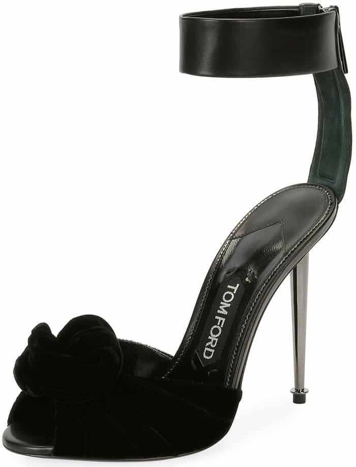 Tom Ford Velvet/Leather Knot Hardware-Heel Sandals