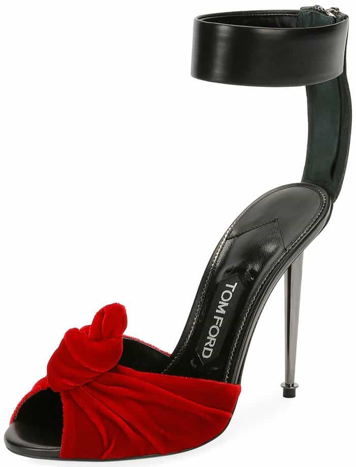 Tom Ford Velvet/Leather Knot Hardware-Heel Sandals