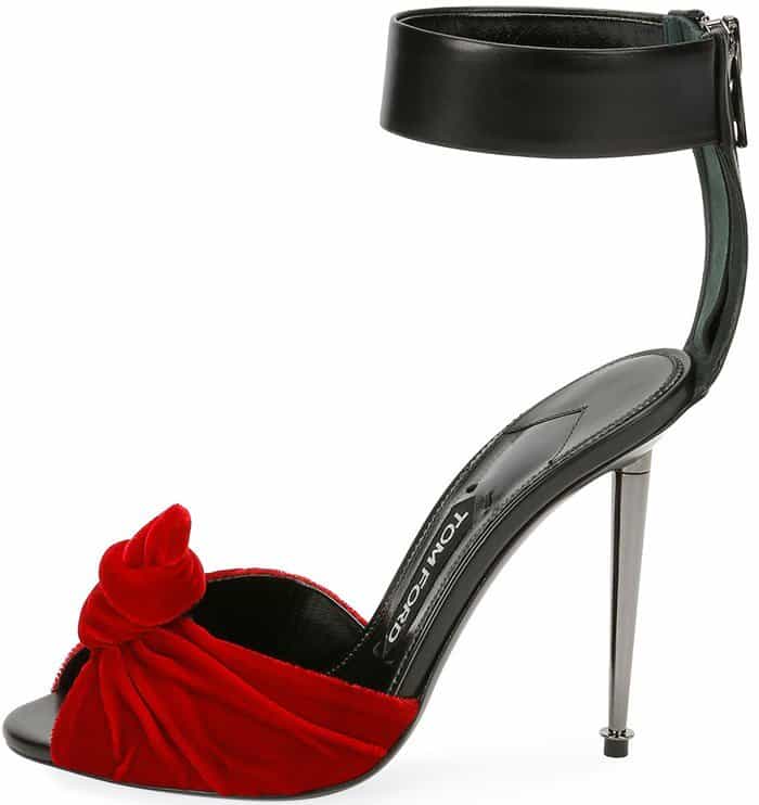 Tom Ford Velvet/Leather Knot Hardware-Heel Sandals