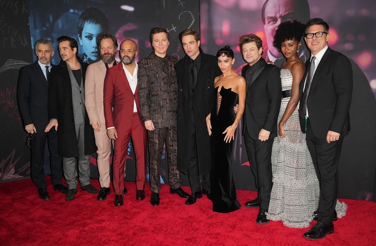 John Turturro, Colin Farrell, Peter Sarsgaard, Jeffrey Wright, Paul Dano, Robert Pattinson, Zoe Kravitz, Andy Serkis, Jayme Lawson, and Dylan Clark attend "The Batman" world premiere