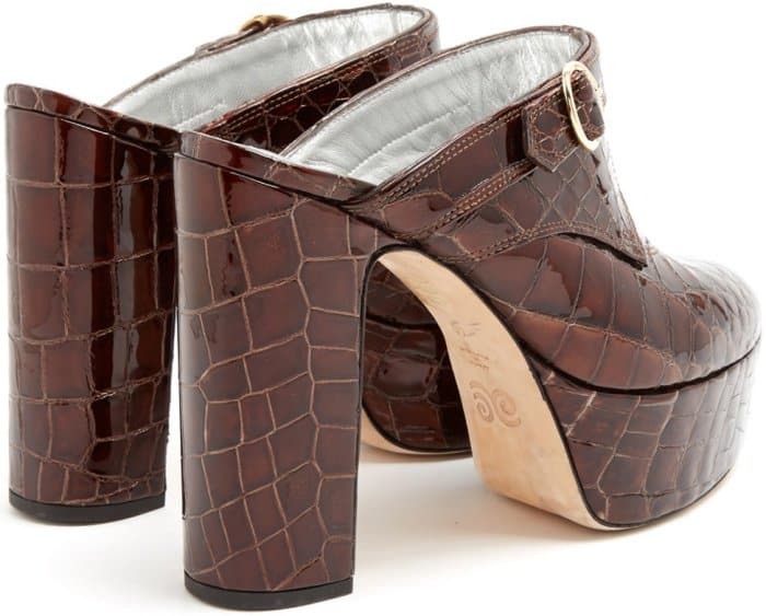 AlexaChung block-heel crocodile-effect leather platform mules