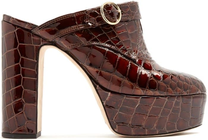 AlexaChung block-heel crocodile-effect leather platform mules