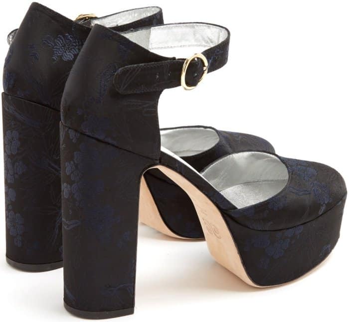 AlexaChung block-heel lamé platform pumps