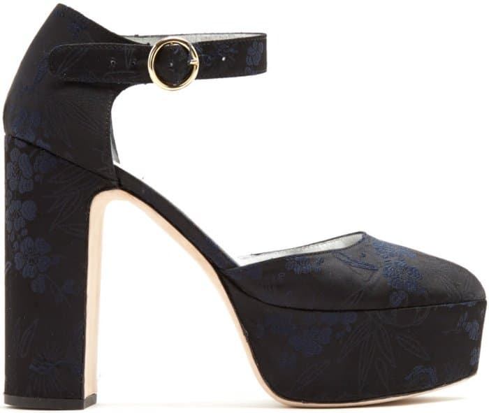 AlexaChung block-heel lamé platform pumps