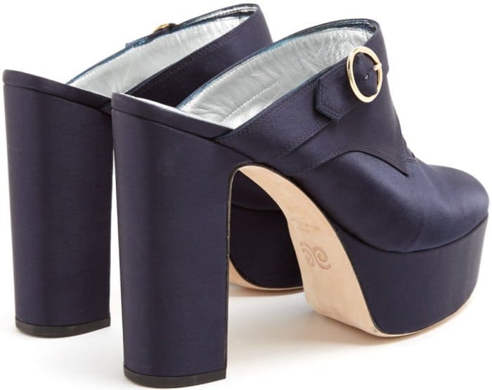 AlexaChung block-heel satin platform mules