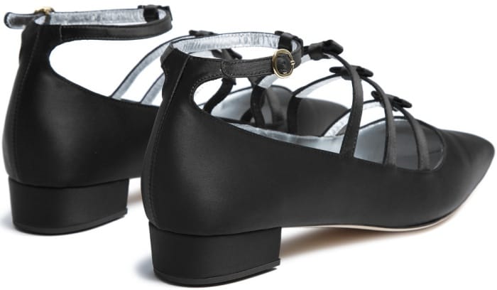 AlexaChung bow-embellished satin flats