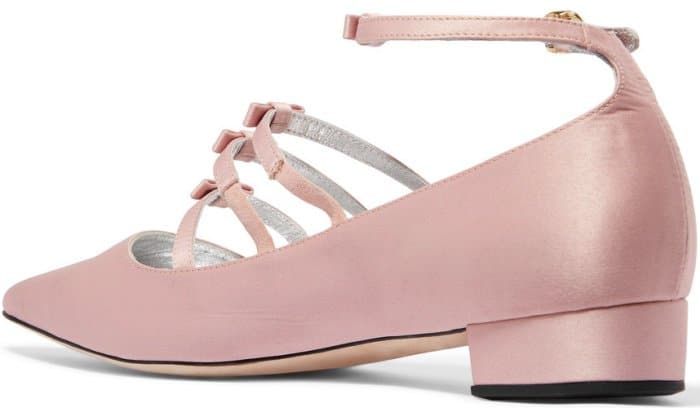 AlexaChung bow-embellished satin point-toe flats