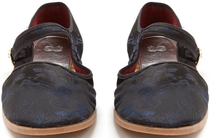AlexaChung Mary Jane floral jacquard flats