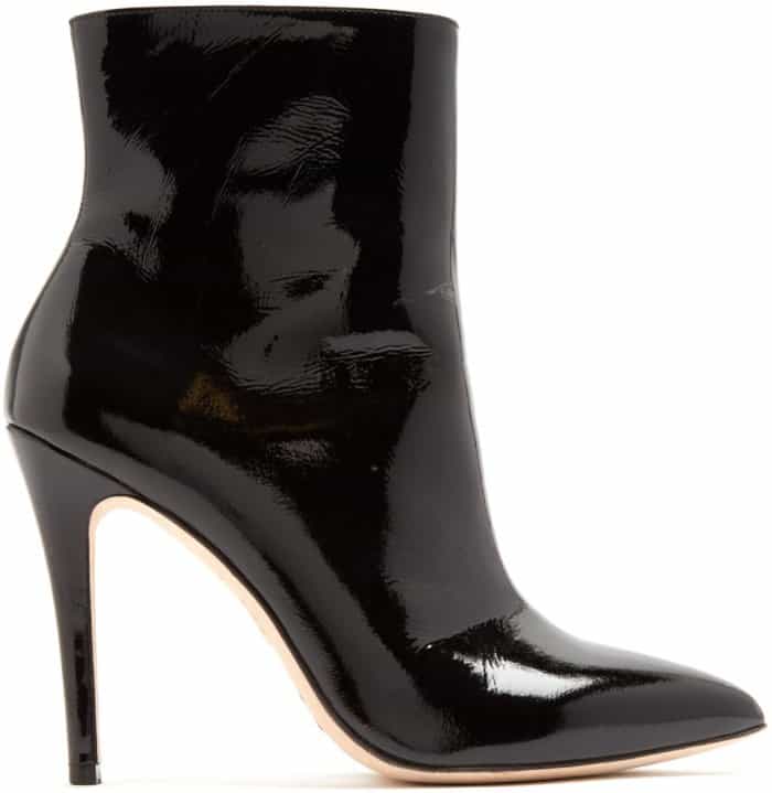 AlexaChung point-toe patent leather ankle boots