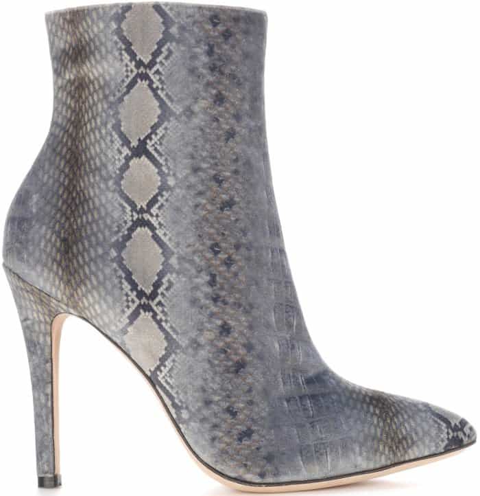 AlexaChung snakeskin-printed velvet ankle boots