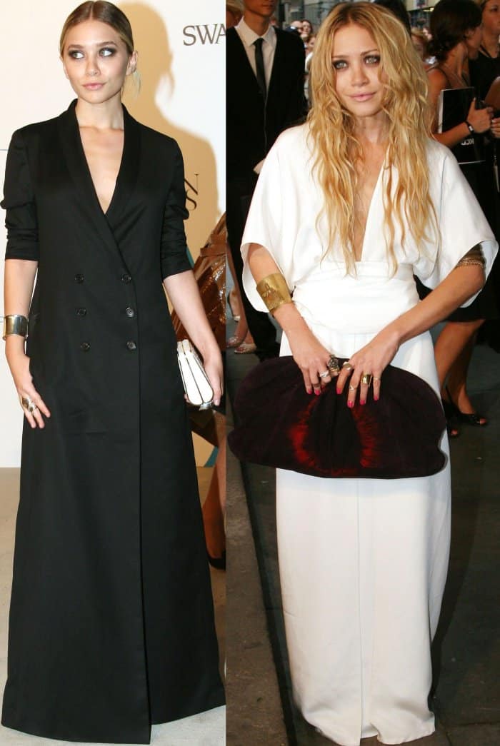 Ashley and Mary-Kate Olsen wearing monochromatic ensembles at the 2007 CFDA Fashion Awards