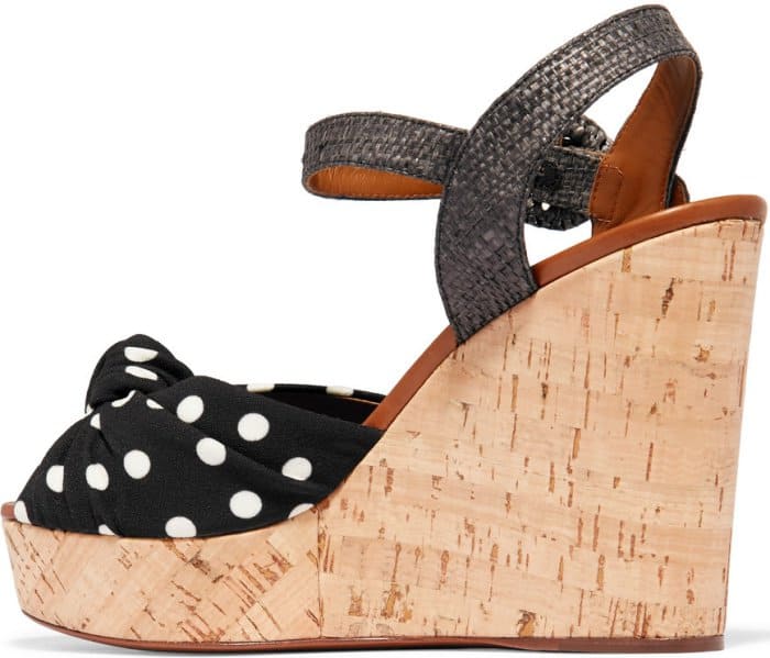 Dolce & Gabbana Cady and Raffia Wedge Sandals