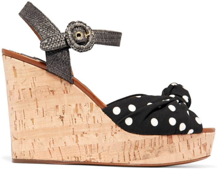 Dolce & Gabbana Cady and Raffia Wedge Sandals