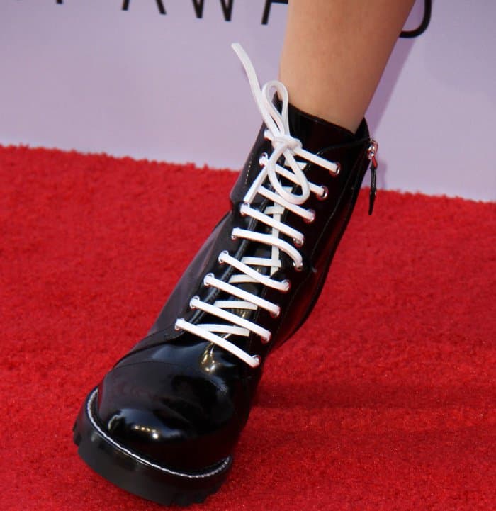 Diane Keaton wearing Louis Vuitton "Star Trail" ankle boots at the 45th American Film Institute Life Achievement Award Gala Tribute