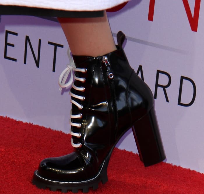 Diane Keaton wearing Louis Vuitton "Star Trail" ankle boots at the 45th American Film Institute Life Achievement Award Gala Tribute