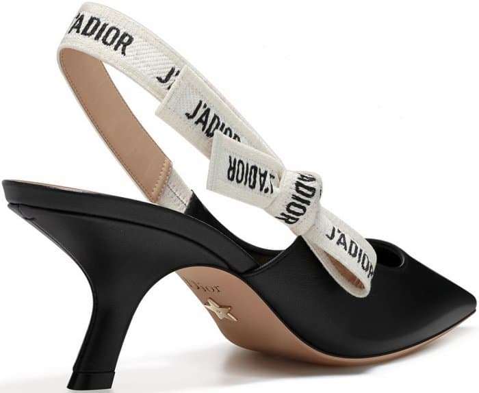 Kate Mara in Black Lambskin Dior Slingbacks With J'Adior Ribbon