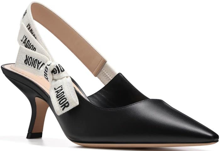 Kate Mara in Black Lambskin Dior Slingbacks With J’Adior Ribbon