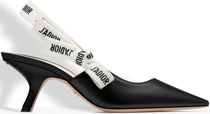 Dior Slingbacks in Black Lambskin Leather with J’Adior Ribbon