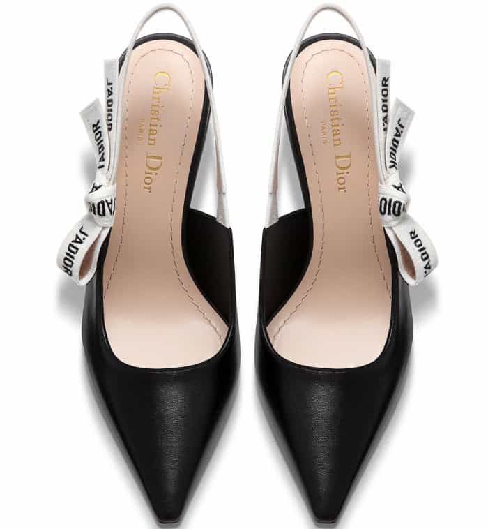 Dior Slingbacks in Black Lambskin Leather with J’Adior Ribbon