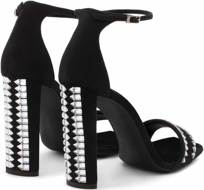 Giuseppe Zanotti “Ellis” black suede sandals with crystals