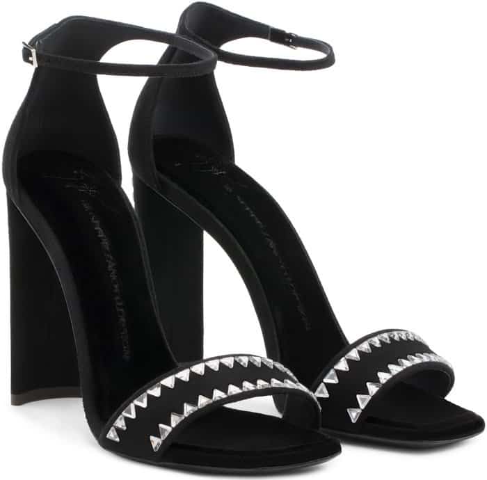 Giuseppe Zanotti “Ellis” black suede sandals with crystals