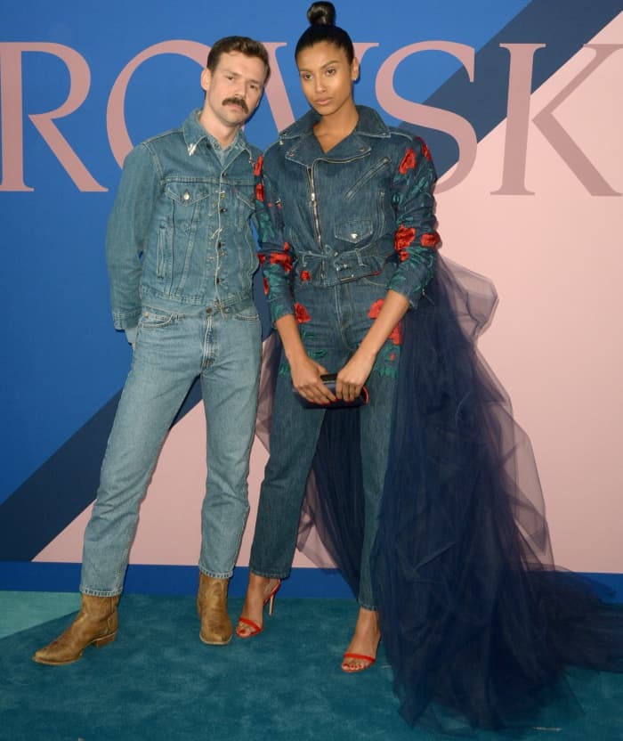 Imaan Hammam with designer Adam Selman at the 2017 CFDA Fashion Awards held at the Hammerstein Ballroom in New York City on June 5, 2017