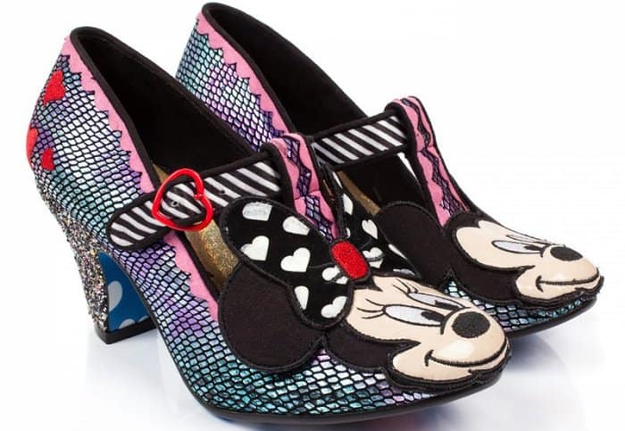 These T-bar heels feature a Mickey and Minnie Mouse outsole design