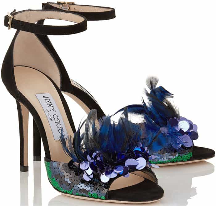 Jimmy Choo 'Annie' 100 Embellished Suede Sandals