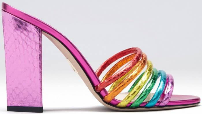 Tamara Mellon “Pride” metallic elaphe sandals