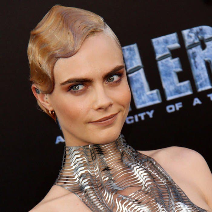 Cara Delevingne wearing an edgy metallic dress at the premiere of ‘Valerian and the City of a Thousand Planets’ at TCL Chinese Theatre in Hollywood on July 17, 2017