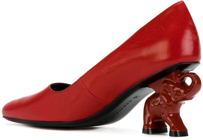 Red Leather Dorateymur Elephant Heel Pumps