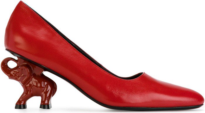 Red Leather Dorateymur Elephant Heel Pumps