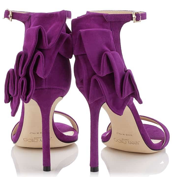 Jimmy Choo Kerry pleated sandals in madeline suede