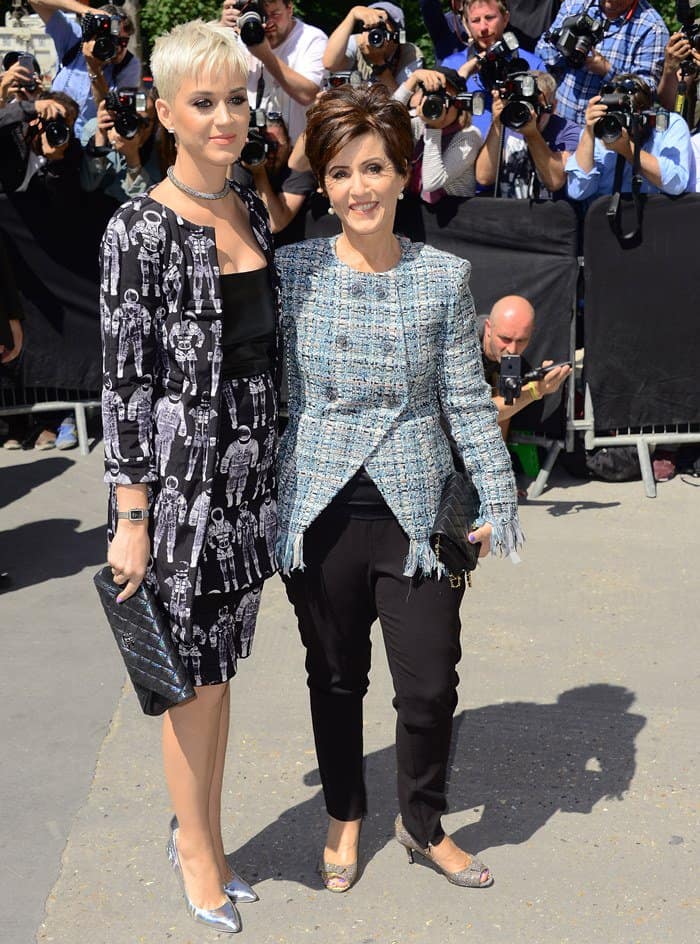 Katy Perry with mom Mary Perry at the Chanel fashion show during Paris Fashion Week.