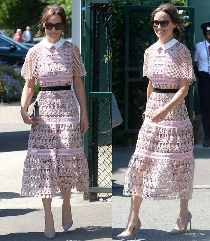 Pippa Middleton on Day 3 of the Wimbledon Championships in London on July 5, 2017