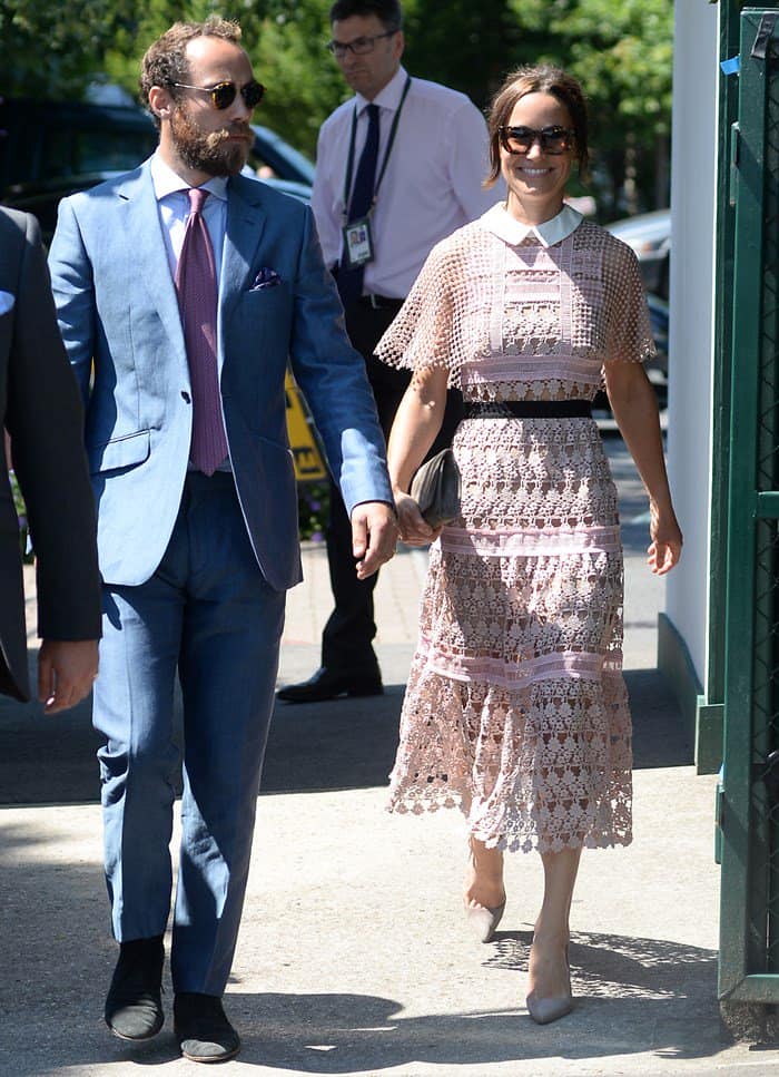 Pippa Middleton with brother James Middleton during Day 3 of Wimbledon in London.