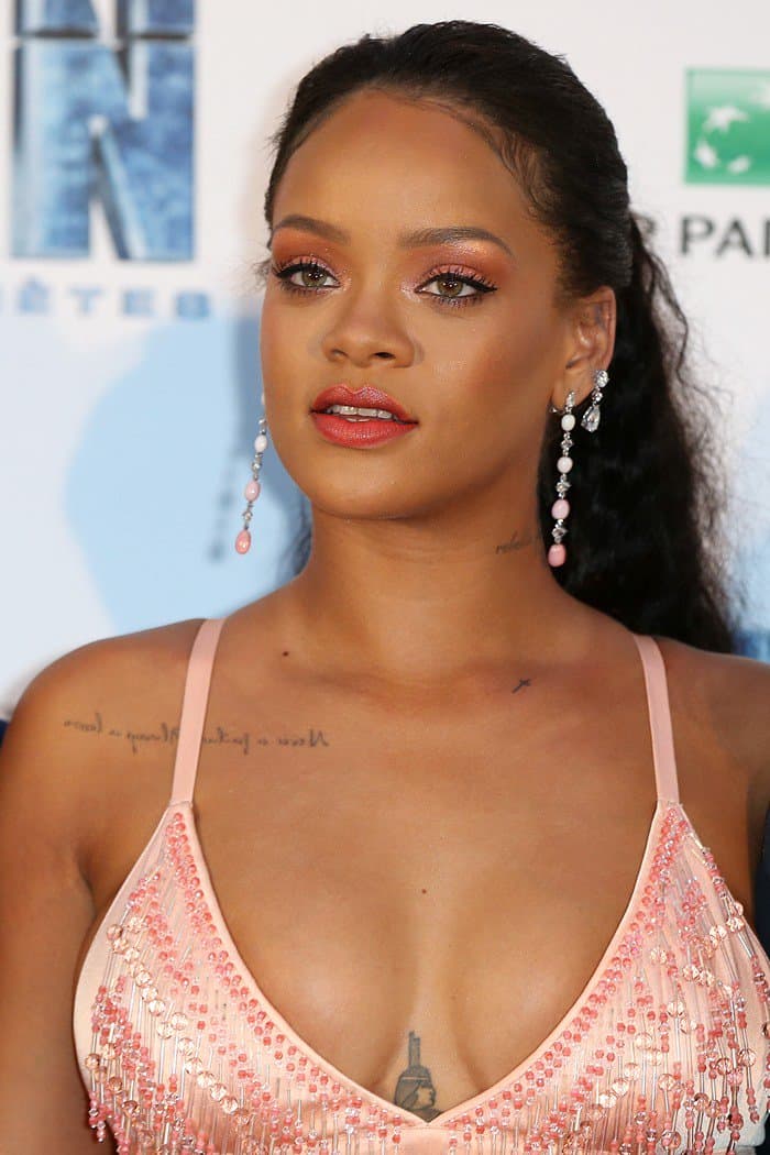 Rihanna's rose-hued diamond drop Chopard earrings