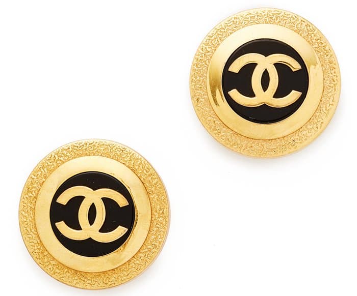 What Goes Around Comes Around Chanel CC Button earrings