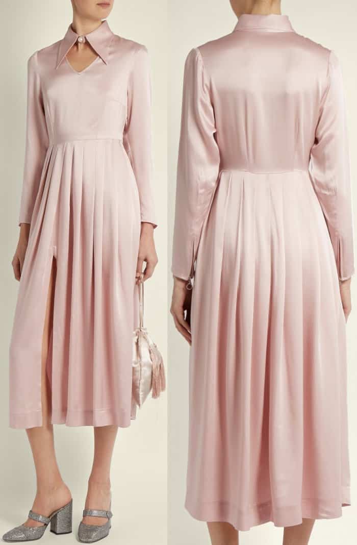 AlexaChung point-collar satin midi dress