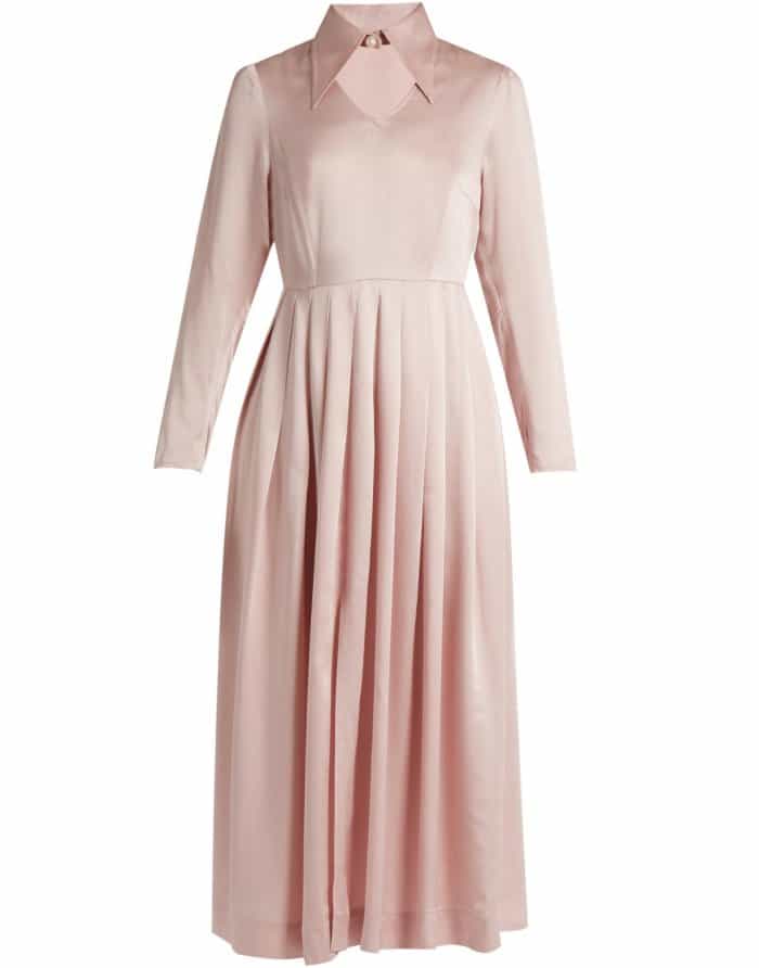 AlexaChung point-collar satin midi dress