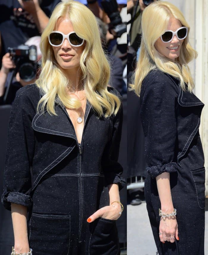 Claudia Schiffer at the Chanel Fall/Winter 2017 runway presentation during Paris Haute Couture Fashion Week