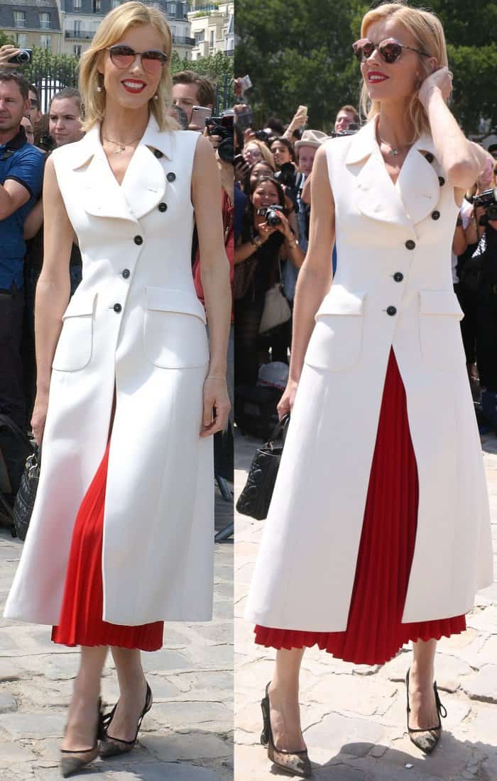 Eva Herzigova at the Christian Dior Fall/Winter 2017 show during Paris Haute Couture Fashion Week