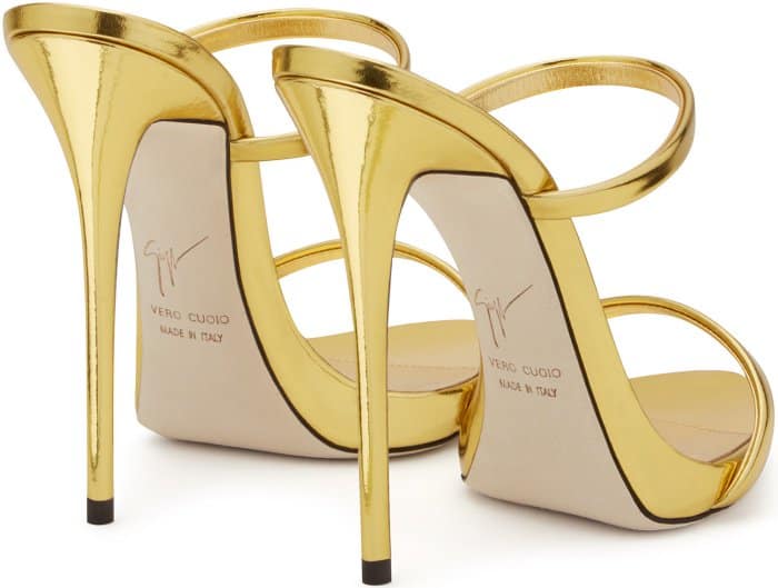 Giuseppe Zanotti “Darsey” sandals in gold mirrored patent leather