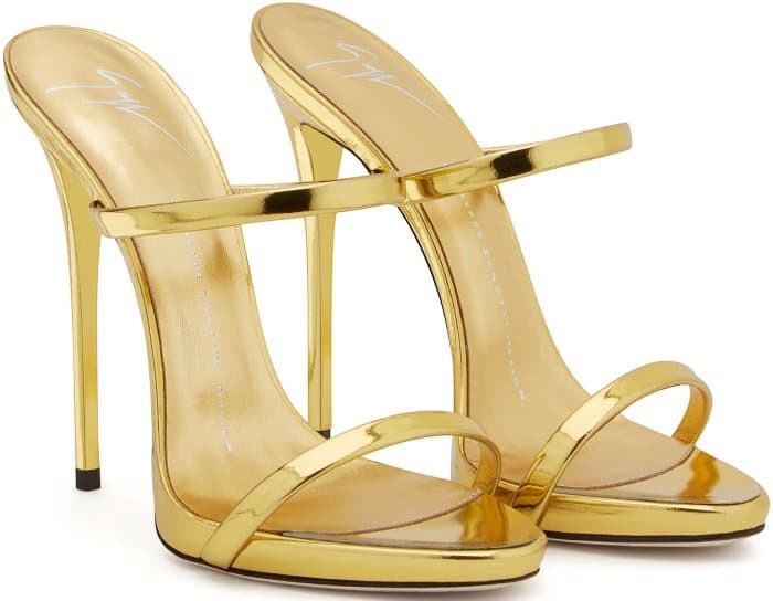 Giuseppe Zanotti “Darsey” sandals in gold mirrored patent leather