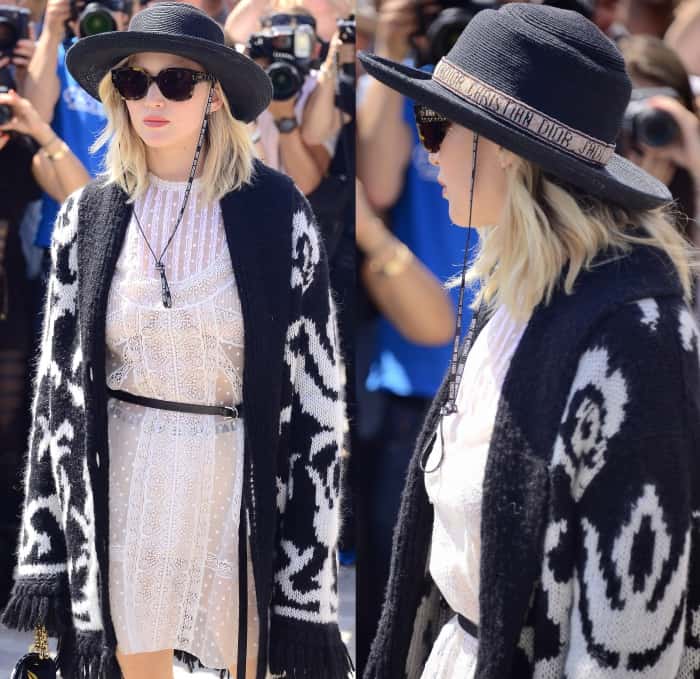 Jennifer Lawrence at the Christian Dior Fall/Winter 2017 show during Paris Haute Couture Fashion Week