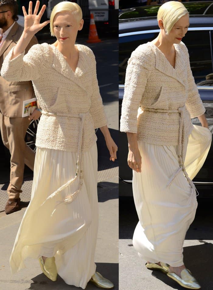 Tilda Swinton at the Chanel Fall/Winter 2017 runway presentation during Paris Haute Couture Fashion Week