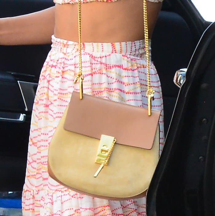 Alessandra Ambrosio's leather and suede Chloe 'Drew' bag