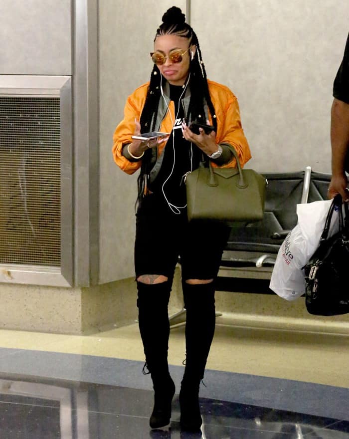 Blac Chyna arrives at LAX Airport looking like a rock star to catch a flight out of town in Los Angeles on August 5, 2017